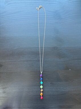 Rainbow Bead Pendant Necklace
